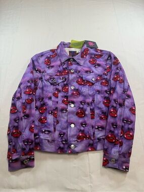 NWT Heaven By Marc Jacob’s Face Denim Jacket Purple Denim Jacket Size M